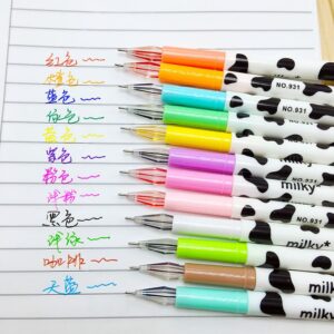 12Pcs Cartoon Milky Cow Marker Pen 0.5mm